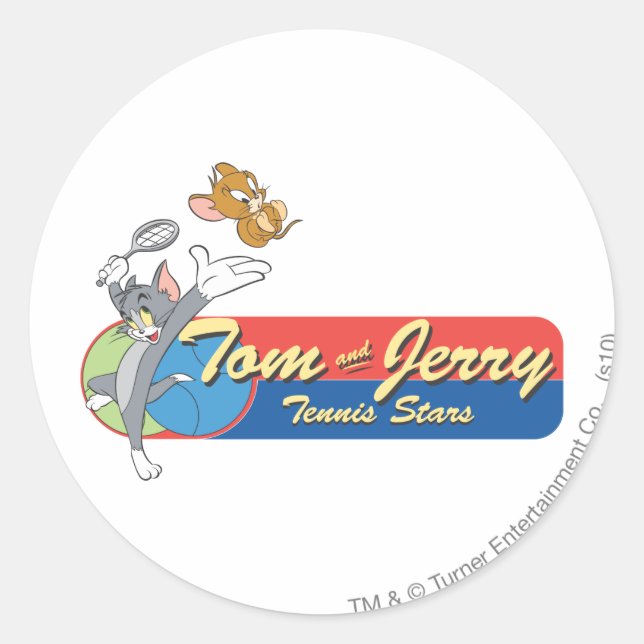 Tom and Jerry Tennis Stars 6 Classic Round Sticker (Front)