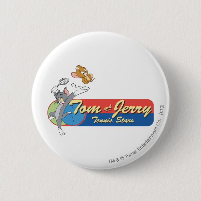 Tom and Jerry Tennis Stars 6 Cm Round Badge (Front)