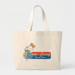 Tom and Jerry Tennis Stars 6 Large Tote Bag