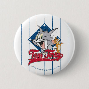 Tom And Jerry   Tom And Jerry On Baseball Diamond 6 Cm Round Badge