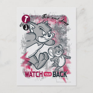 Tom and Jerry Watch Your Back Postcard