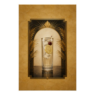 Tom Collins Art Deco Poster   Bar Art