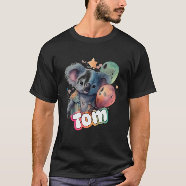 Tom - Cute Boy Name With Cute Koala T-Shirt (Front)