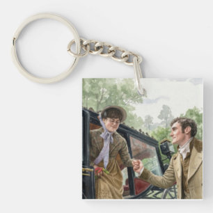 Tom handing Mary out of a carriage Key Ring