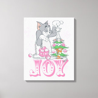 Tom, Jerry, and Nibbles Decorating Joy Canvas Print