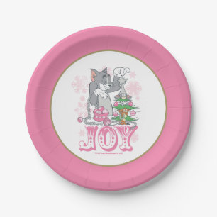 Tom, Jerry, and Nibbles Decorating Joy Paper Plate