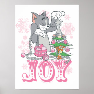 Tom, Jerry, and Nibbles Decorating Joy Poster
