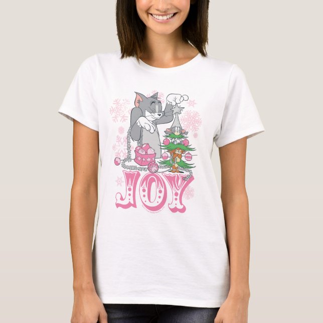 Tom, Jerry, and Nibbles Decorating Joy T-Shirt (Front)