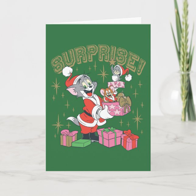 Tom, Jerry, and Nibbles Holiday Surprise Card (Front)