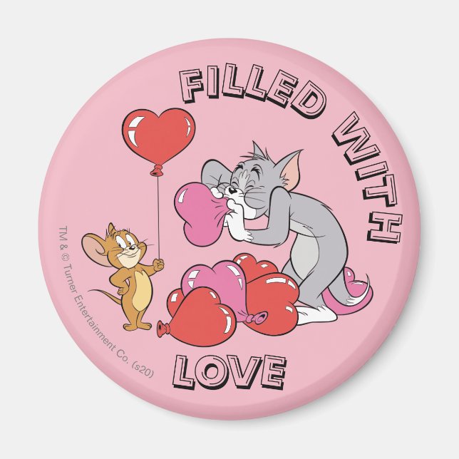 Tom & Jerry Inflate Valentine Heart Balloons Magnet (Front)
