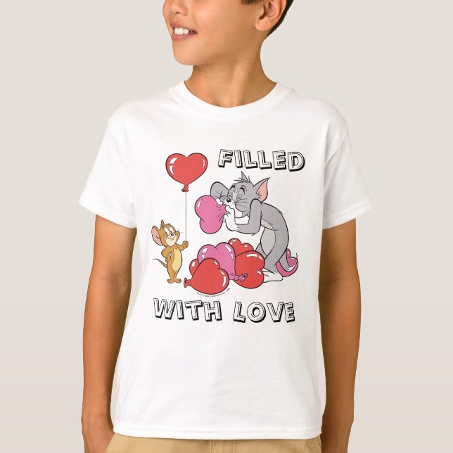 Tom & Jerry Inflate Valentine Heart Balloons T-Shirt (Front)