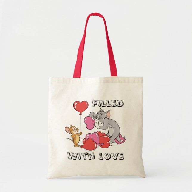 Tom & Jerry Inflate Valentine Heart Balloons Tote Bag (Front)