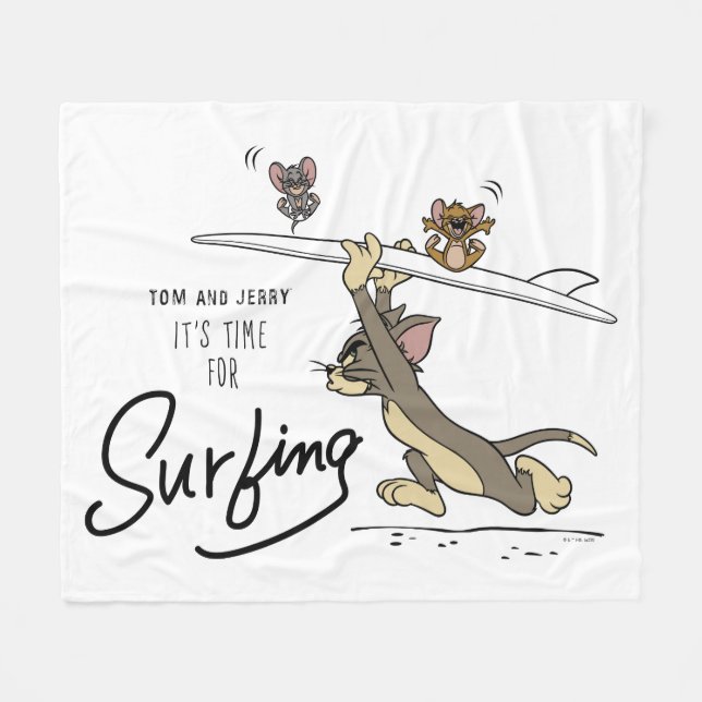 Tom & Jerry "It's Time For Surfing" Fleece Blanket (Front (Horizontal))