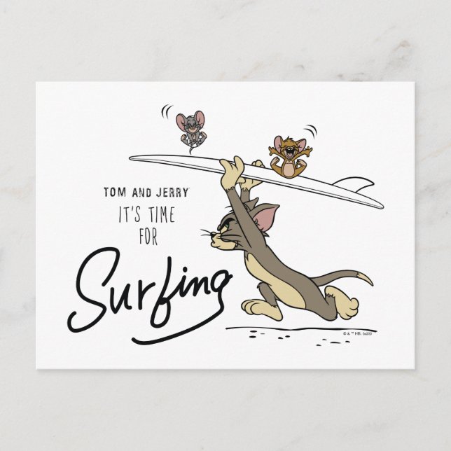 Tom & Jerry "It's Time For Surfing" Postcard (Front)