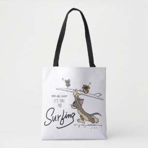 Tom & Jerry "It's Time For Surfing" Tote Bag