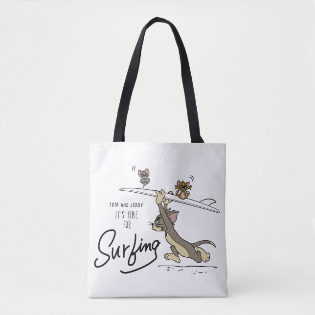 Tom & Jerry "It's Time For Surfing" Tote Bag (Front)