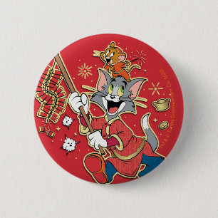 Tom & Jerry Lighting Firecrackers 6 Cm Round Badge