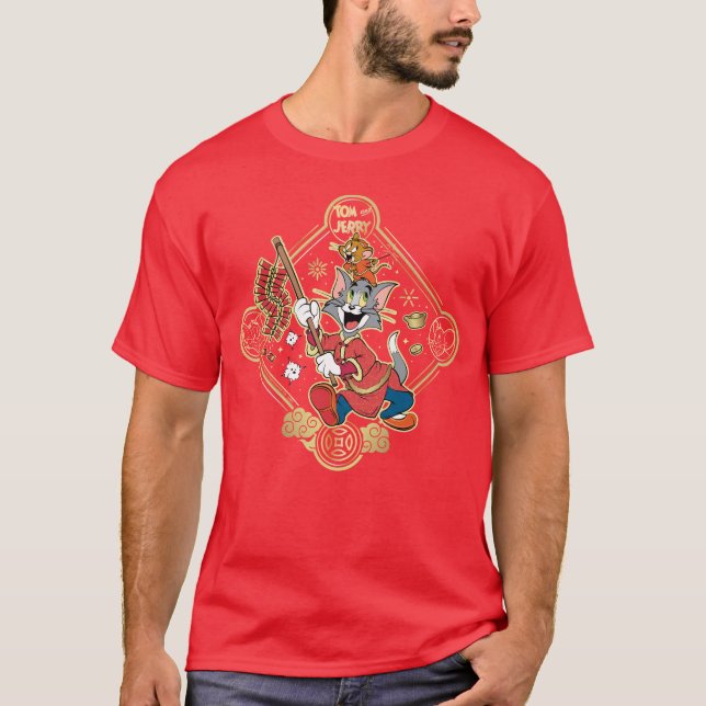 Tom & Jerry Lighting Firecrackers T-Shirt (Front)
