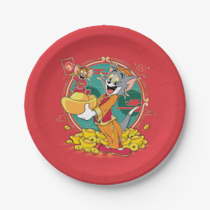 Tom & Jerry New Years Red Envelope Paper Plate