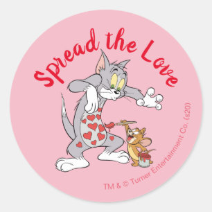 Tom & Jerry Painting Valentine Hearts Classic Round Sticker