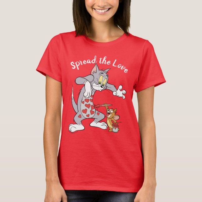 Tom & Jerry Painting Valentine Hearts T-Shirt (Front)