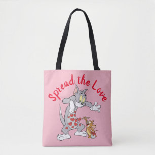 Tom & Jerry Painting Valentine Hearts Tote Bag
