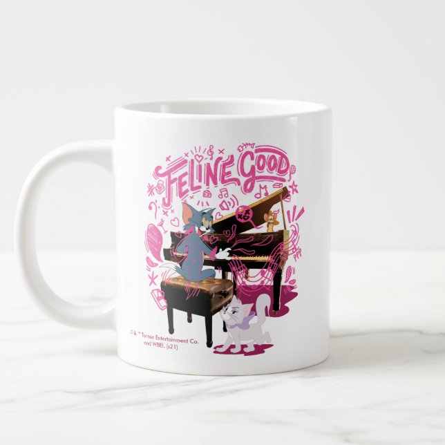 Tom & Jerry Play Piano - Feline Good Large Coffee Mug (Left)