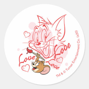 Tom & Jerry Valentine Painting Classic Round Sticker