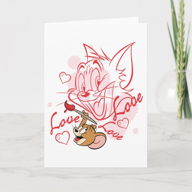 Tom & Jerry Valentine Painting Holiday Card (Front)