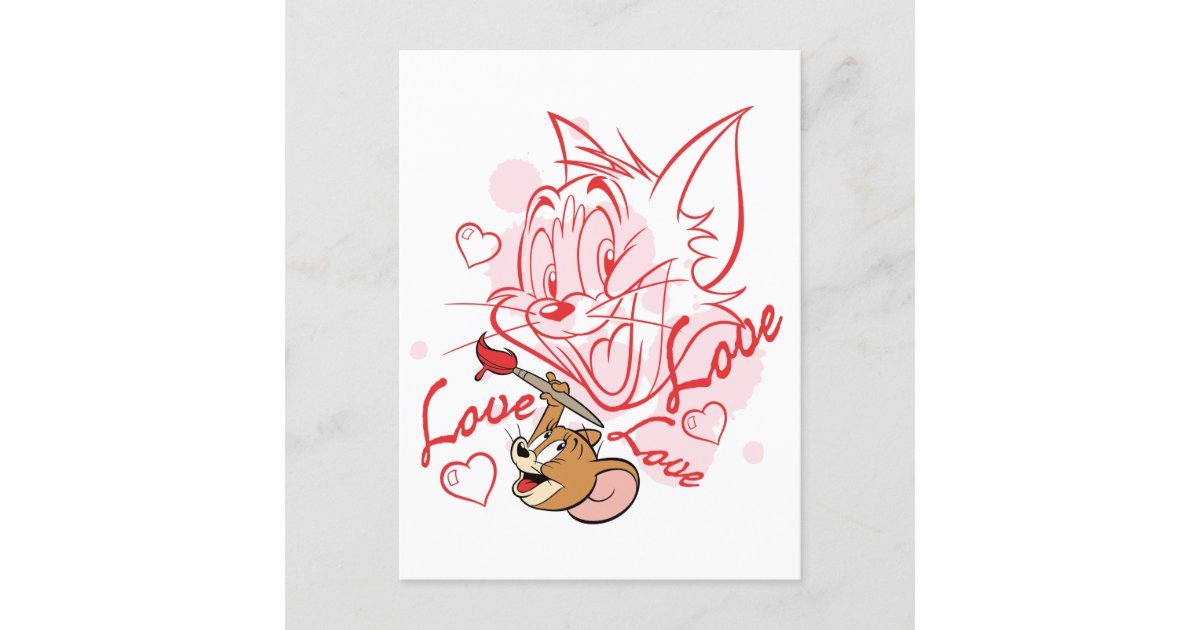 Tom &amp; Jerry Valentine Painting Holiday Postcard | Zazzle.co.uk