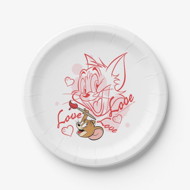 Tom & Jerry Valentine Painting Paper Plate (Front)