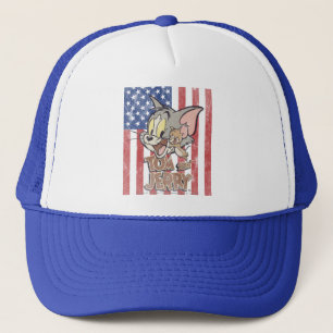 Tom & Jerry With US Flag Trucker Hat
