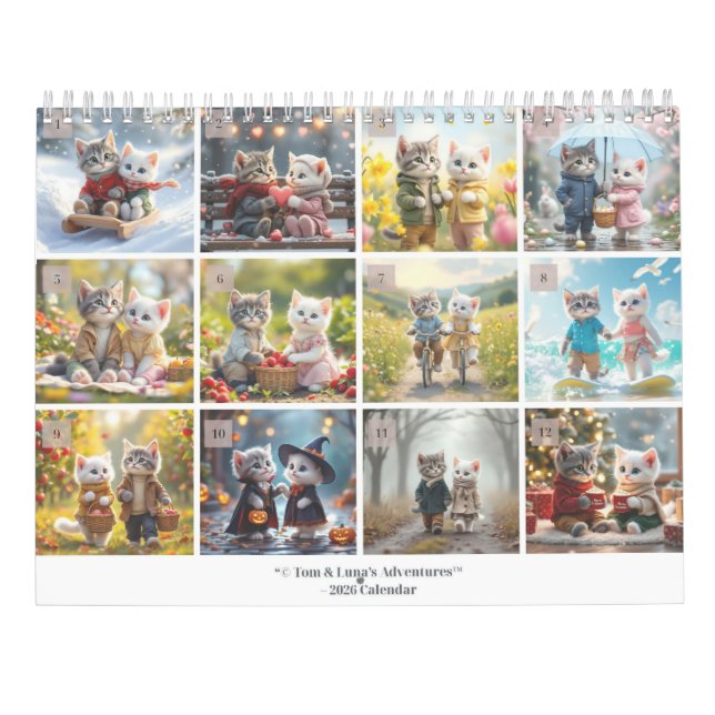 Tom & Luna’s Adventures™ – 2026 Cosy Seasons Calen Calendar (Back)