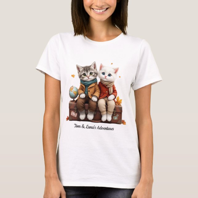 Tom & Luna’s Adventures™ Cosy Autumn Travel T-Shir T-Shirt (Front)