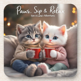 Tom & Luna’s Adventures™ – “Paws, Sip & Relax” Coa Coaster