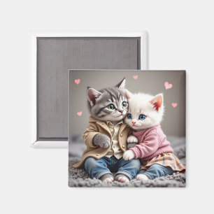Tom & Luna Valentine Magnet   Cute Cat Magnet