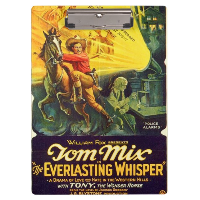 Tom Mix 1925 silent movie exhibitor ad Western Clipboard (Front)