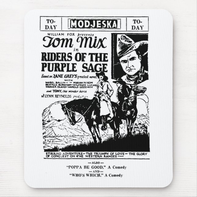 Tom Mix Riders of Purple Sage ad 1925 Mouse Mat (Front)
