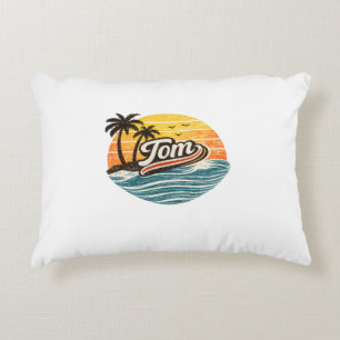 Tom Retro Sunset Name Design Decorative Cushion