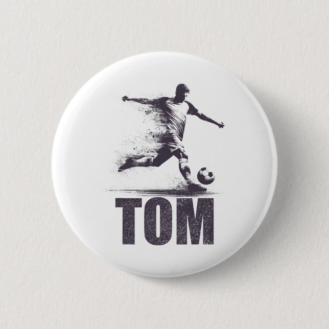 Tom Soccer Boys Personalized First Name Tom  6 Cm Round Badge (Front)