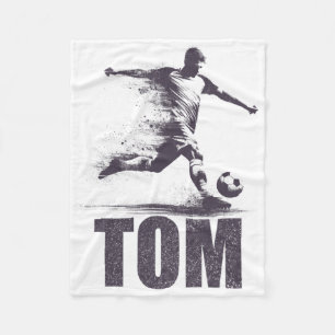 Tom Soccer Boys Personalized First Name Tom Fleece Blanket