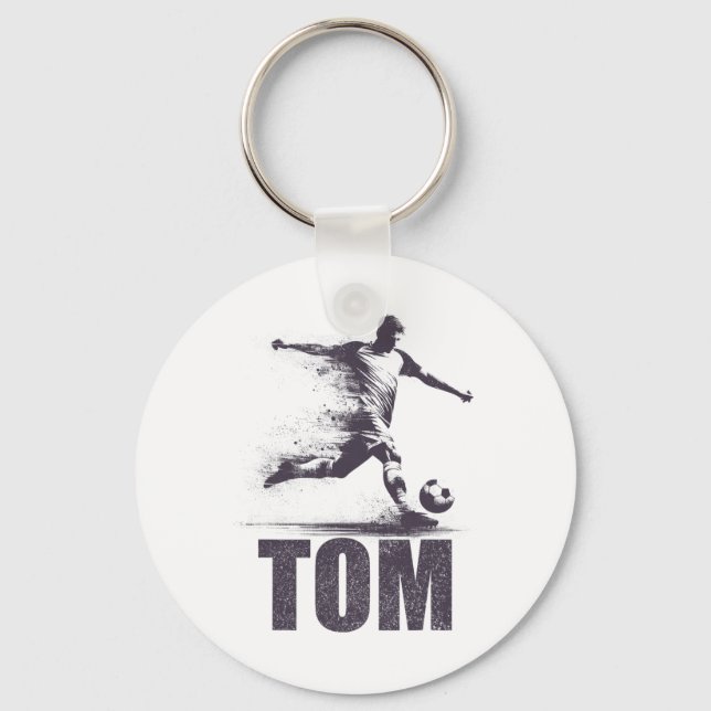 Tom Soccer Boys Personalized First Name Tom  Key Ring (Front)