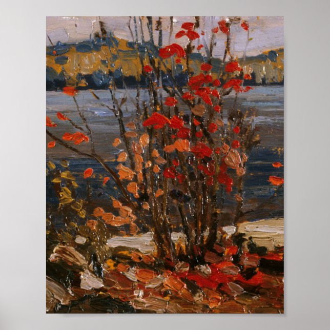  Tom Thomson Painting Lake and Red Tree Ontario  Poster (Front)