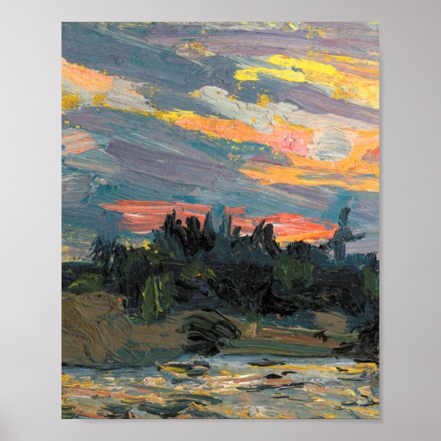Tom Thomson Painting Sunset Canoe Lake Onatario  Poster (Front)