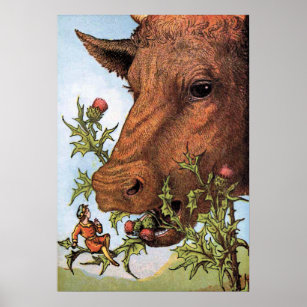 "Tom Thumb and the Cow" Illustration Poster