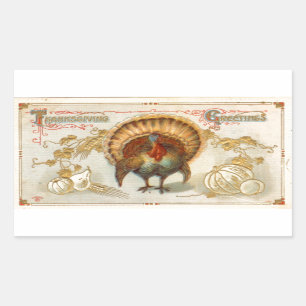 Tom Turkey Thanksgiving Greetings Vintage Sticker