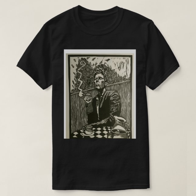 Tom Waits Smoking a Cigarette Graphite Artwork Gra T-Shirt (Design Front)
