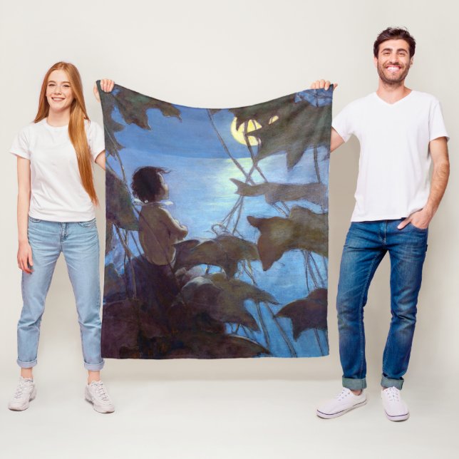 Tom Watching the Moon, Jessie Willcox Smith Fleece Blanket (In Situ)