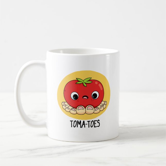 Toma-toes Funny Tomato With Toes Pun  Coffee Mug (Left)