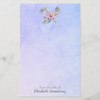 Tomahawk Feathers and Flowers Watercolor Design